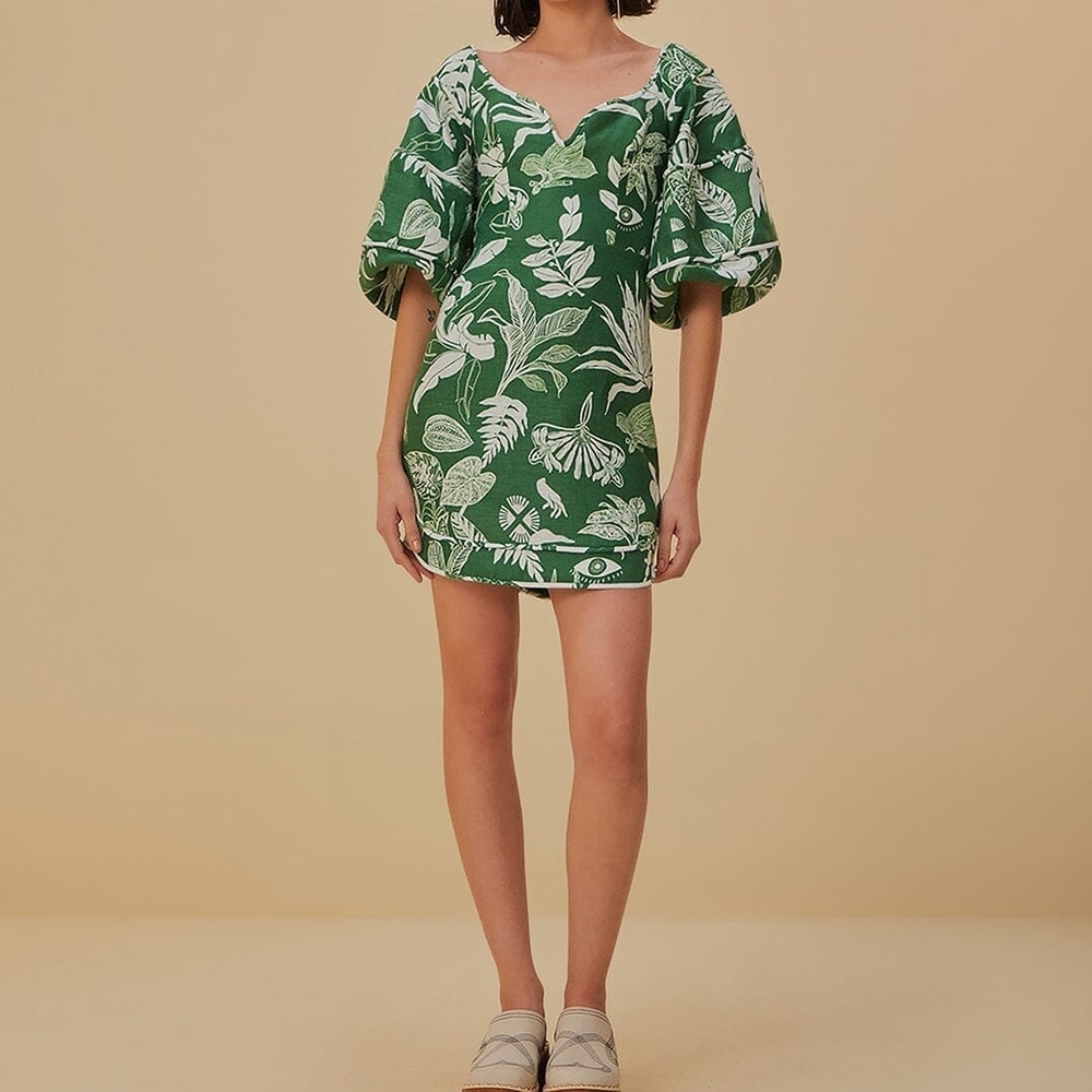 FARM RIO: Forrest Soul Green Mini Dress